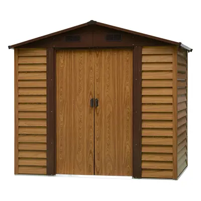 Outsunny 7.7x6.4ft Garden Shed Wood Effect Tool Storage Sliding Door Wood Grain