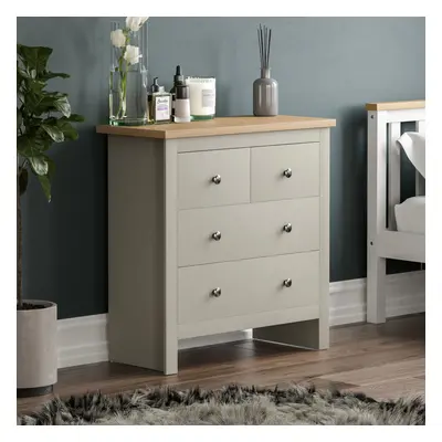 (Grey & Oak) Arlington 2+2 Drawer Chest Bedroom Storage Oak Top