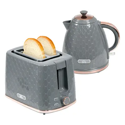 HOMCOM Kettle and Toaster Set 1.7L Fast Boil Kettle & Slice Toaster Set Grey