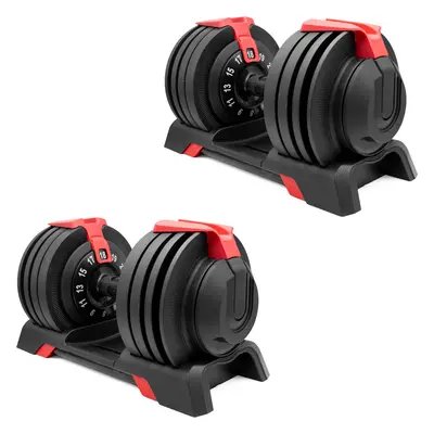 Black Adjustable Rotation Dumbbells x 24kg - Pair Set (48KG Total)