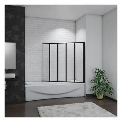 Bathroom Matt Black 1200x1400mm Fold Folding Screen Door Panel