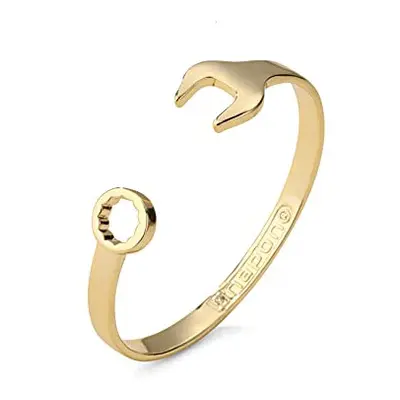 THE BLING KING Spanner Wrench Gold Bangle Jewellery Adjustable Gold Bracelet for Men & Women wit