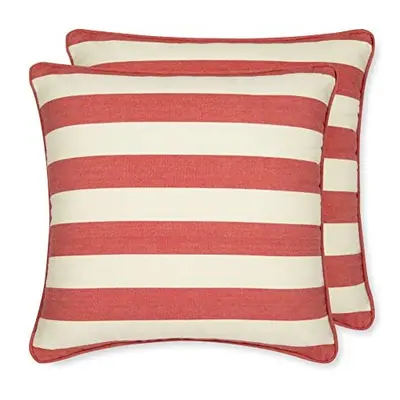 Sticky Toffee Striped Cushion Cover - Cornish Red Stripe, Square Set of | 100% Cotton | Patterne