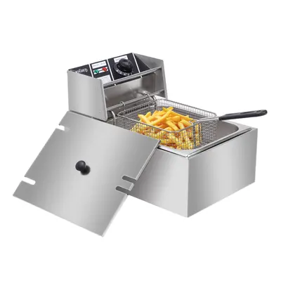 Commercial Stainless Steel Electric Deep Fryer Fat Chip Single Tank 6L 2500W