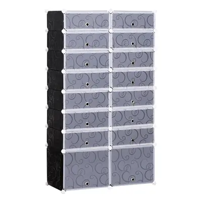 HOMCOM Large 16-Cube DIY Shoes Rack Portable Interlocking Cabinet