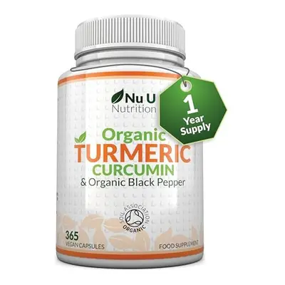 Turmeric Curcumin Organic High Strength 600mg, Capsules with Organic Black Pepper | Suitable for