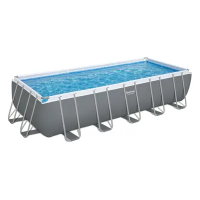 Bestway 21ft x 9ft x 52" Rectangular Power Steel Above Ground Swimming Pool, Filter Pump & Acces