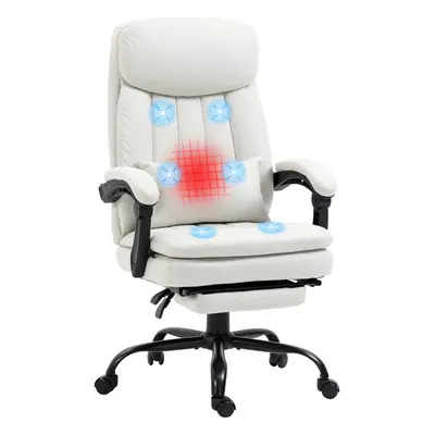 Vinsetto Microfibre Vibration Massage Office Chair with Heat, Pillow, White