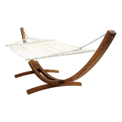 Charles Bentley Extra Large 4M Hammock With Wooden Arc Stand Two Person â Cream - Free Standin