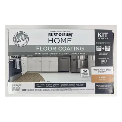 Rustoleum White Semi-Gloss Tile Wood Vinyl Floor Coating Kit