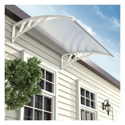 White Outdoor Front Door Canopy Awning Rain Shelter for Window,Porch and Door W 120cm x D 80cm x