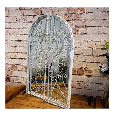 Metal Vintage Garden Mirror Retro Shabby Chic Style White