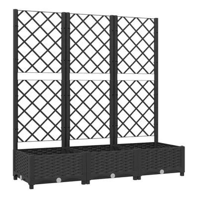 vidaXL Garden Planter with Trellis Black PP Raised Bed Flower Box Plant Pot