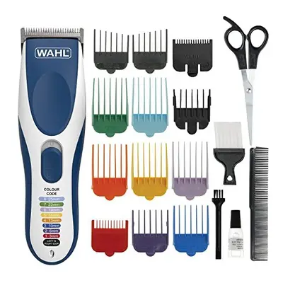 Wahl Colour Pro Cordless Clipper Kit, Soft Hairbrush Neck Duster, Colour Coded Guide Combs, Hair