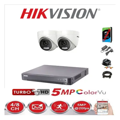 (2 Cameras, 4TB) HIKVISION CCTV SYSTEM 5MP DS-2CE72HFT-F KIT