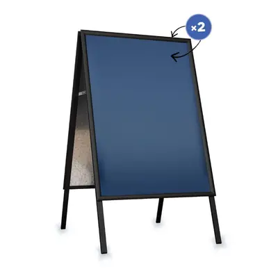 A2 A-Board Pavement Sign Double Sided Poster Holder Snap Frame Black