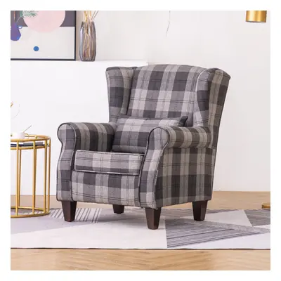 Tartan Tub Chair Wing Back Armchair with Cushion