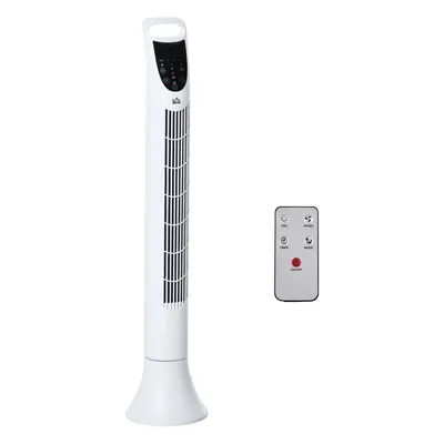 HOMCOM LED Inch Tower Fan Oscillation Speed Remote Controller, White