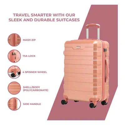 (Rose Gold, Medium Inch) Hard Shell Lightweight Suitcase Luggage TSA Lock