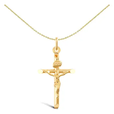 Jewelco London 9ct Yellow Gold INRI Crucifix Cross Pendant - JPX011