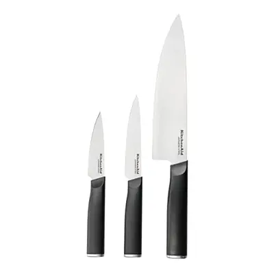 KitchenAid, Japenese Knife Set, Sharp High-Carbon Japanese Steel Knife, Black, Blade Covers Incl