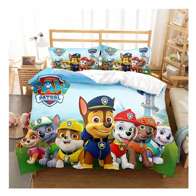 (Double-200x200cm, 6) Paw Patrol Team 3D Bedding Single Double Down Children's Quilt Cover Set