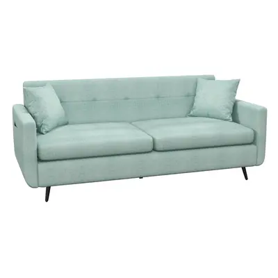 HOMCOM Seater Sofa 165cm Modern Fabric Couch with Wood Legs and Pockets Blue