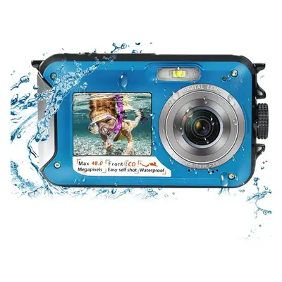 Underwater Camera Full HD 2.7K 48MP Waterproof Camera for Snorkeling Dual Screen Waterproof Came