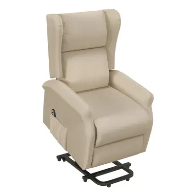 HOMCOM Power Lift Chair for the Elderly Fabric Recliner Armchair w/ Remote Beige