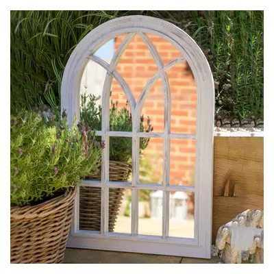 (Toscana Traditional Arched Shaped Garden Wall Mirror in White) Tree of Life Outdoor Garden Wall