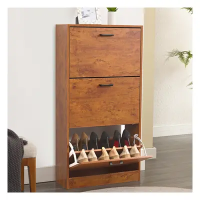 ((Oak)) Drawer Shoe Cabinet Storage Cupboard Unit Shoe Rack Wooden Stand Organiser