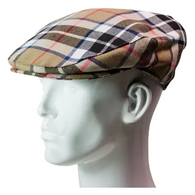 (Small) Flat Cap Mens Pure Wool Thomson Camel Modern Tartan Scottish Tweed Casual Golf Hat