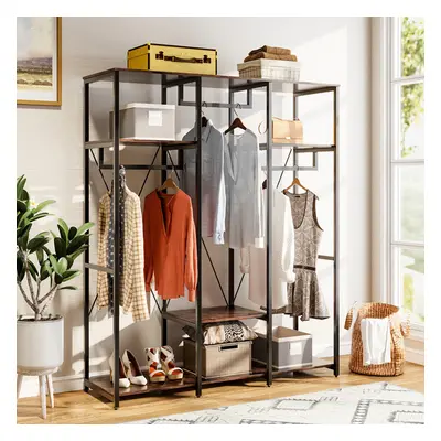 Large Freestanding Clothing Rack with Storage Shelves