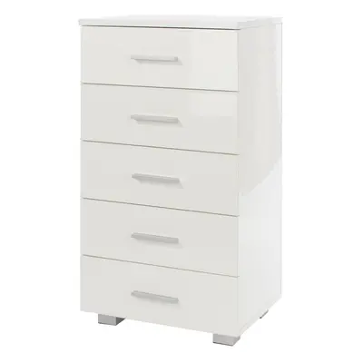 Chest of Drawers Tallboy Cabinet High Gloss Finish White Drawers Storage