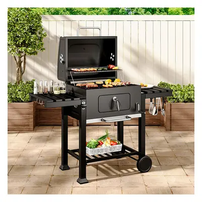 Outdoor Barbecue Charcoal BBQ Grill Stove Smoker Built in Thermometer with Wheels