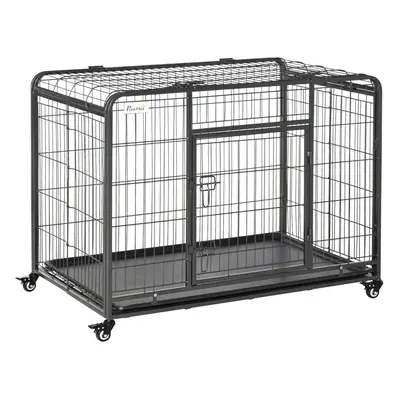 PawHut 78x109cm Metal Dog Cage Kennel w/ Locking Door & Wheels Large Pets