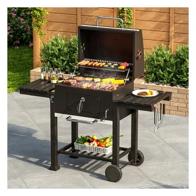 (183x40x108cm) BBQ Grills Stove Trolley Barbecue Cart Built in Thermometer with Wheels