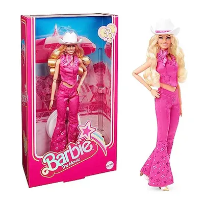 The Movie Doll, Margot Robbie Barbie Doll with Pink Western Outfit Including White Cowgirl Hat f