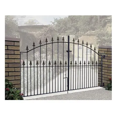 (3353mm (11ft) GAP X 1255mm High) Saxon Spear-Top Arched Driveway Garden Gates metal