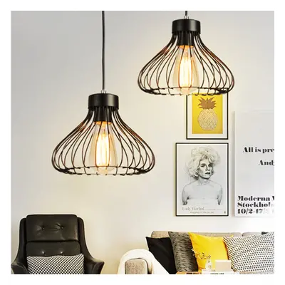 2 Pack Industrial Hanging Light Retro Ceiling Light Antique Vintage Pendant Light Black Metal Ca