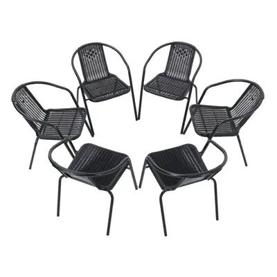 (6 x Black Rattan Chair Only) Garden Outdoor Patio Chairs Table with Parasol Hole