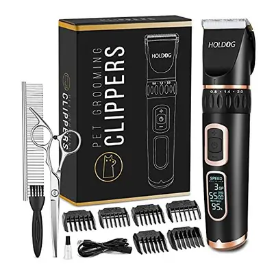 Dog Clippers Professional Heavy Duty Dog Grooming Clipper 3-Speed Low Noise High Power Rechargea