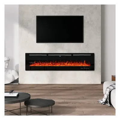 70 Inch Wall/Inset Electric Fireplace Fire LED Flames