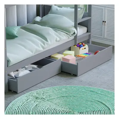 (Grey) Libra Under Bed Drawers Sliding Storage Pine Wood