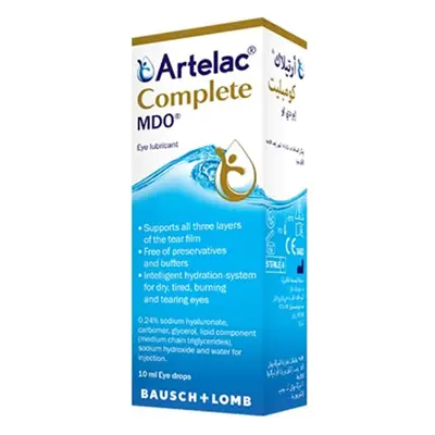 Artelac Complete MDO Eye Drops 10ml - Preservative-Free Lubricating Drops for Dry Eyes, Hydratio