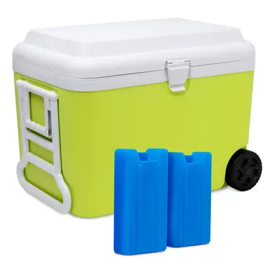 SUNMER 50L Cooler Box with Ice Packs, Built-In Wheels and Handle