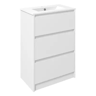 kleankin 600mm Bathroom Vanity Unit w/ Tap Hole Basin Drawers Gloss White