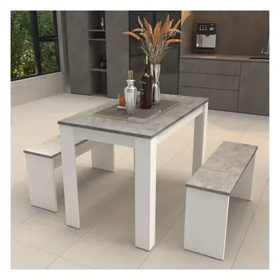 Dining Table with Benches Dining Table Set for Kitchen, Dining Room