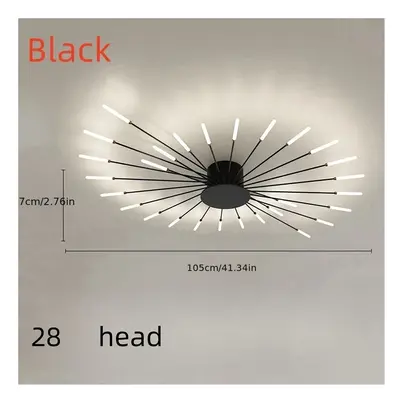 (Black Half Flower) Modern Luxury LED Ceiling Light, Cast Iron, Sputnik Firework Chandelier