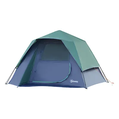 Outsunny Family Pop-Up Camping Tent W/ Removable Waterproof Rainfly, Storage Bag